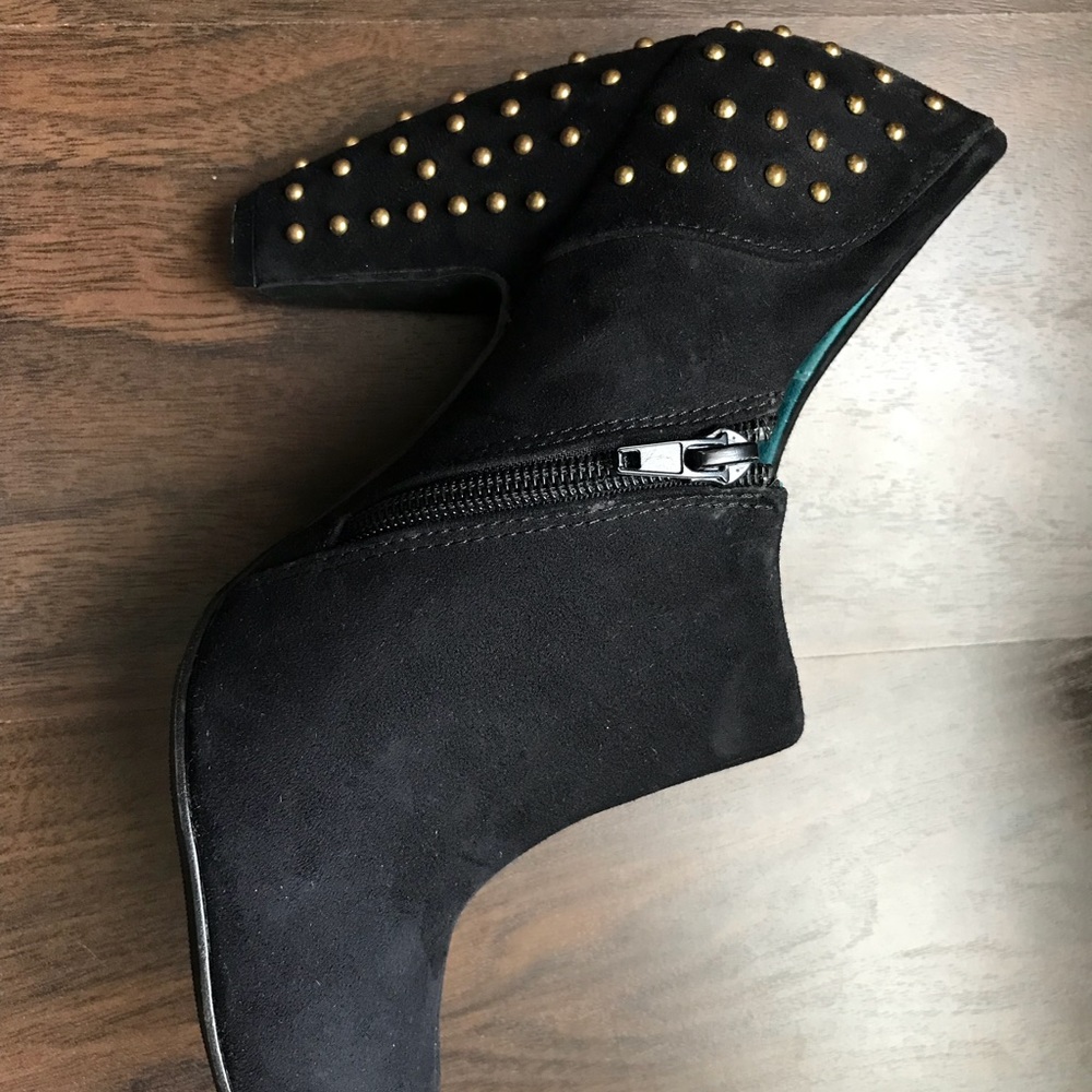 Gold Studded Suede Ankle Booties - Picture 3 of 6
